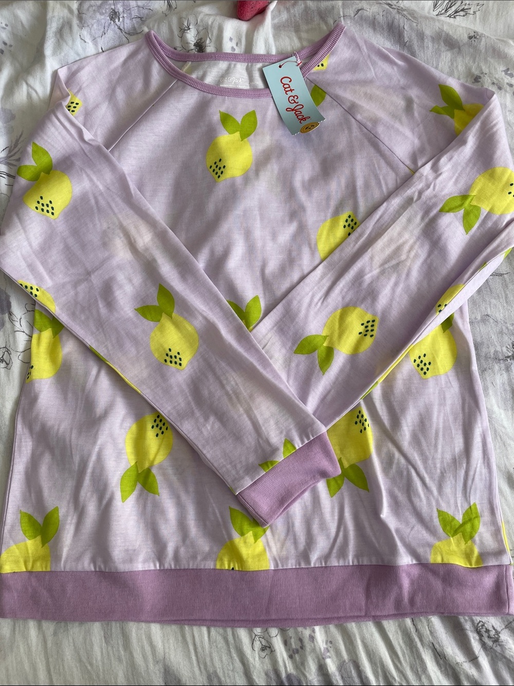 Cat & Jack Lavender Long-Sleeve Lemon Pajama Top